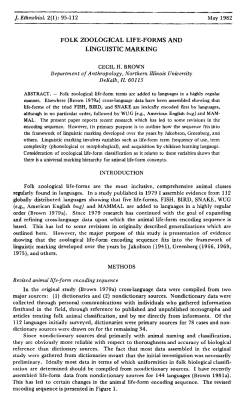 folk zoological life-forms and linguistic marking