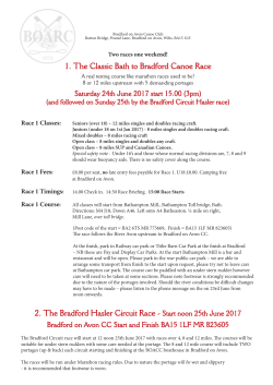 Canoe Club Race details Mar 2017