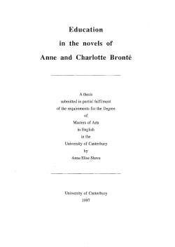 Education in the novels of Anne and Charlotte Bront&euml;