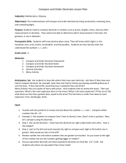 Compare and Order Decimals Lesson Plan