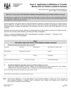Form 5 - Commission des services financiers de l`Ontario