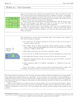 Module A.1: Unit Conversions