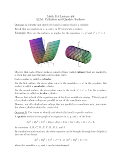 Math 314 Lecture #6 &sect;12.6: Cylinders and Quadric Surfaces