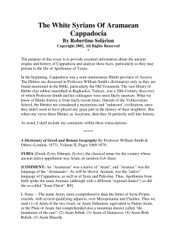 The White Syrians Of Aramaean Cappadocia - Aramaic