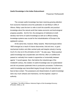 Useful Knowledge in the Indian Subcontinent