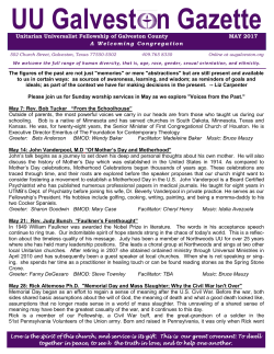 May 2017 - the Unitarian Universalist Fellowship of Galveston County!