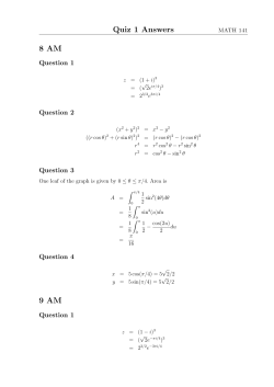 Quiz 1 Answers 8 AM 9 AM