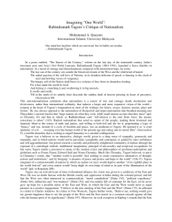 Imagining &ldquo;One World&rdquo;: Rabindranath Tagore`s Critique of Nationalism