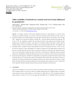 Tidal variability of nutrients in a coastal coral reef system influenced