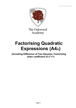 A4 Factorising Algebraic Expressions (inc DOTS)
