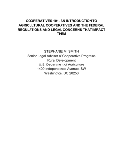 An Introduction to Agricultural Cooperatives and the Federal