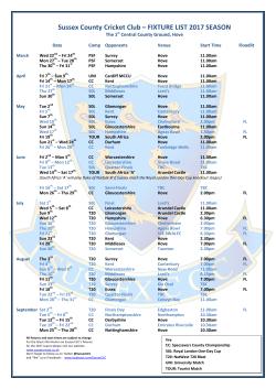 Sussex County Cricket Club &ndash; FIXTURE LIST 2017 SEASON