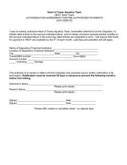 Heart of Texas Aquatics Team HEAT Swim Team AUTHORIZATION