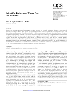 Scientific Eminence: Where Are the Women?