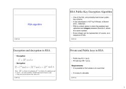 RSA Public-Key Encryption Algorithm Encryption and decryption in