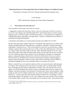 Lee M Roberts CELT Summer Grant 2016 Final Report