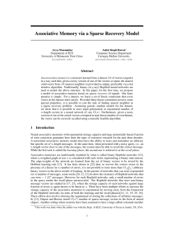 Associative Memory via a Sparse Recovery Model