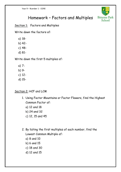 Homework &ndash; Factors and Multiples