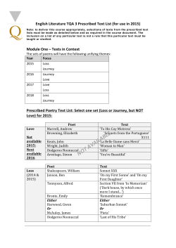 English Literature TQA 3 Prescribed Text List_2015