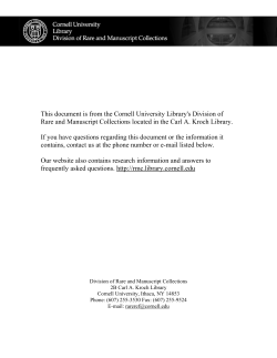 This document is from the Cornell University Library`s Division of