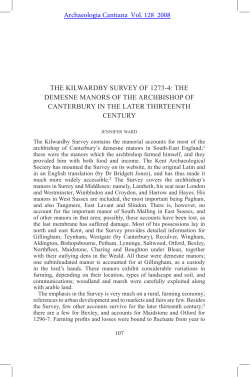 The Kilwardby Survey of 1273-4: the Demesne Manors of the