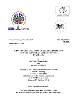 JOINT RECOMMENDATIONS ON THE ELECTORAL LAW AND THE