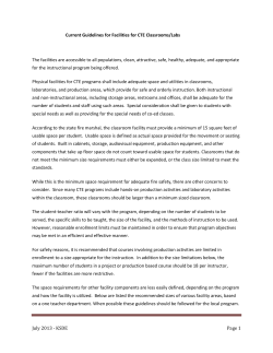 Current Guidelines for Facilities in CTE Classrooms/Labs