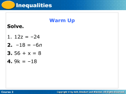 Inequalities - Net Start Class
