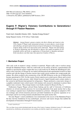 Eugene P. Wigner`s Visionary Contributions to Generations