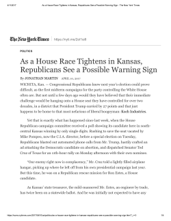As a House Race Tightens in Kansas, Republicans See a Possible
