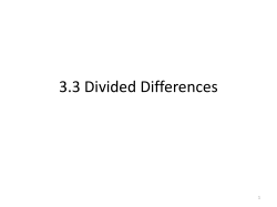 Section 3.3 Divided Differences