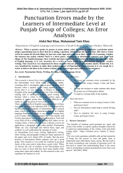 Punctuation Errors made by the Learners of Intermediate Level at