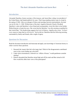 The duel: Alexander Hamilton and Aaron Burr Introduction