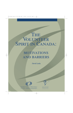 The volunteer spirit in Canada : motivations and