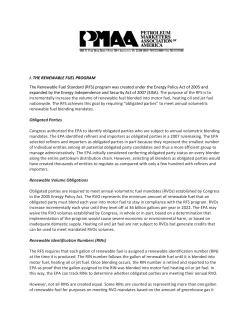 I. THE RENEWABLE FUEL PROGRAM The Renewable Fuel