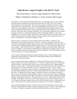 John Brown: Angel of Light or the Devil`s Tool?