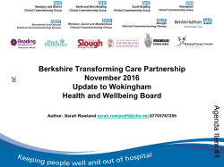 Berkshire Transforming Care Partnership November 2016 Update to