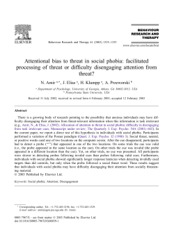 Attentional bias to threat in social phobia