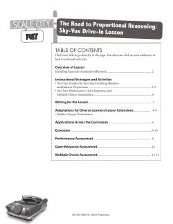 SCALE CITY The Road to Proportional Reasoning: Sky-Vue Drive