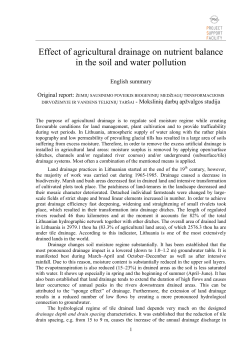 Effect of agricultural drainage on nutrient balance