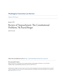 Review of &ldquo;Impeachment: The Constitutional Problems,&rdquo; By Raoul