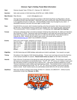 Clemson Tiger`s Holiday Postal Meet Information