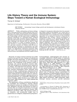 Life History Theory and the Immune System: Steps Toward a Human