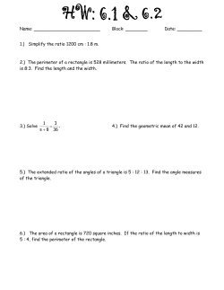 1.) Simplify the ratio 1200 cm : 1.8 m. 2.) The perimeter of