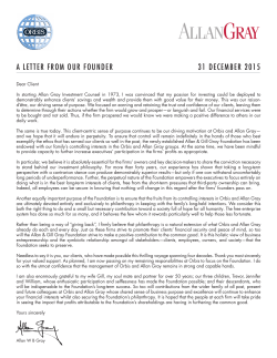 our Founder`s Letter