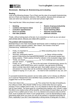 Meetings 4 Brainstorming and evaluating