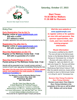 Saturday, October 17, 2015 Start Times: 10:30 AM for Walkers 11:30