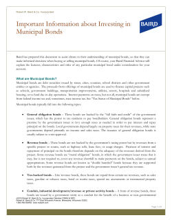 Important Information about Investing in Municipal Bonds
