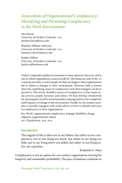 Antecedents of Organizational Complacency: Identifying and