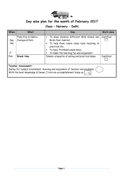 Day wise plan for the month of February 2017